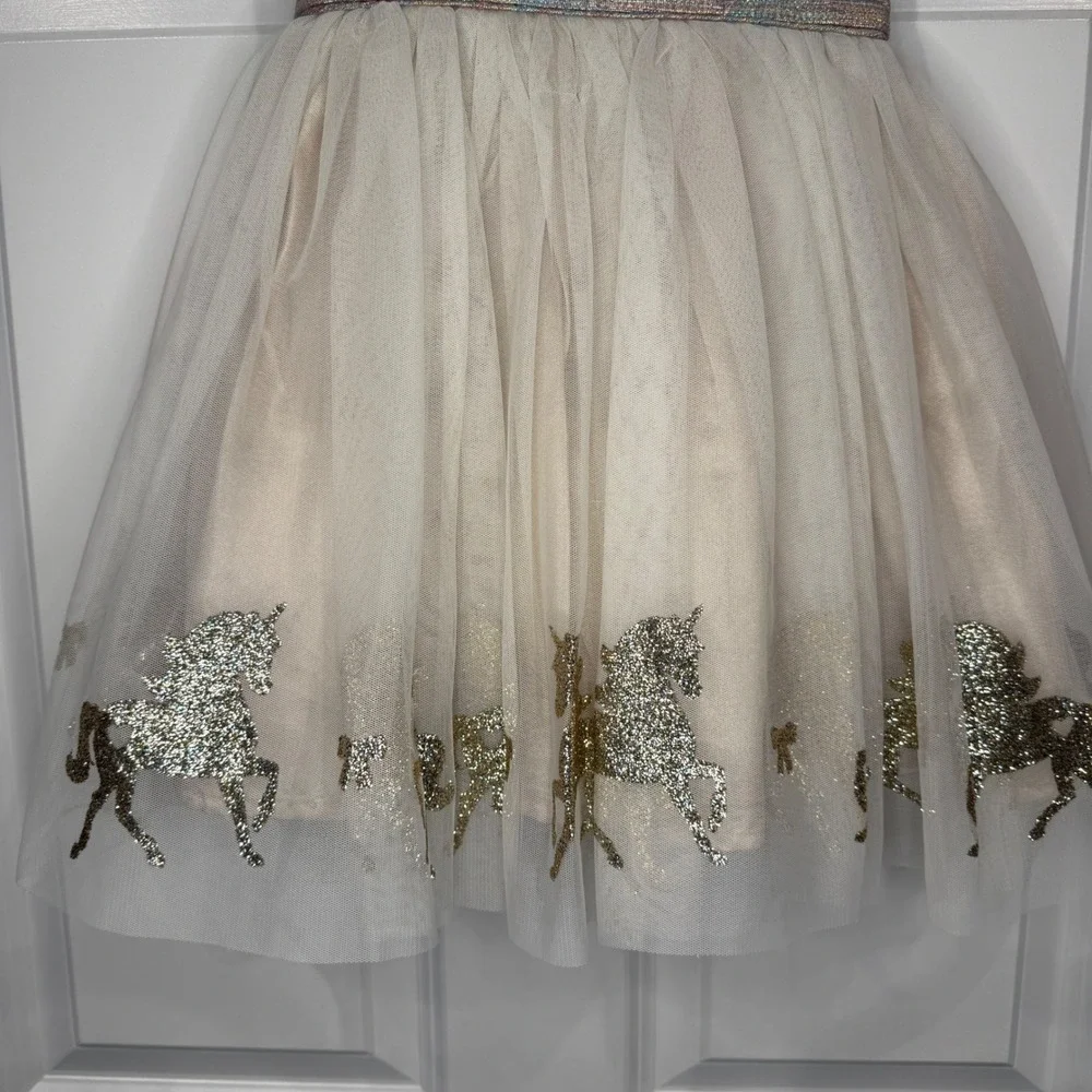 Zunie‎ Girls Unicorn Tulle Dress Sparkle Rainbow Top Special Occasion Size 4